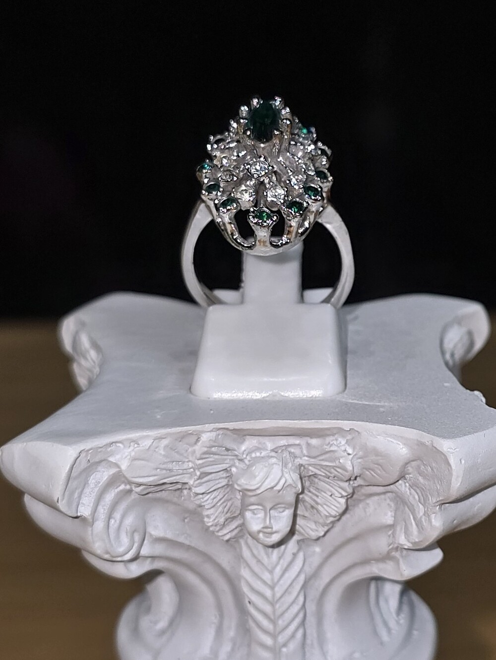 Emerald Green Tone Marquise Cluster Ring - Women Jewelry - Picture 6 of 12